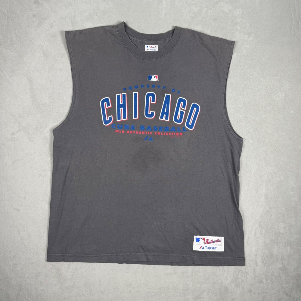Y2K Mens Majestic Chicago Cubs MLB Authentic Muscle Tee XL